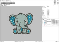 Baby Elephant Embroidery File 6 Sizes