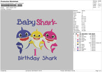 Birthday Shark Embroidery