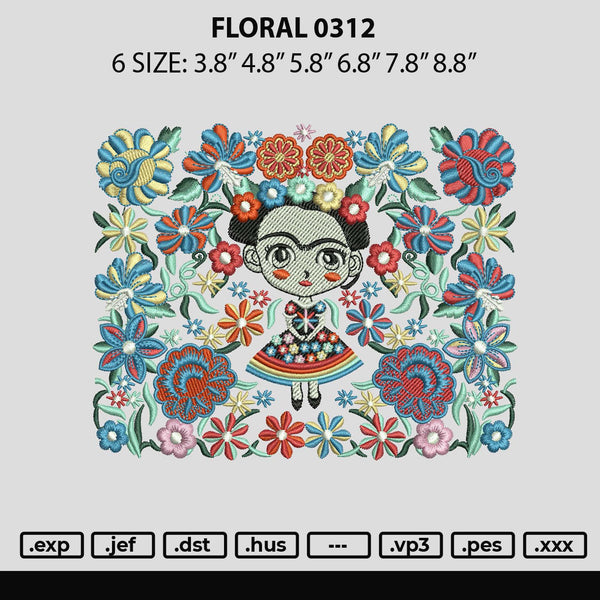 Floral 0312 Embroidery File 6 sizes