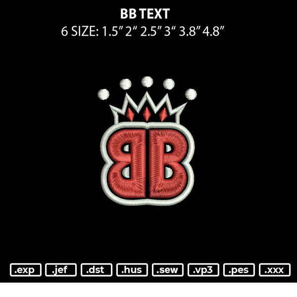 Bb Text Embroidery File 6 sizes