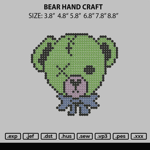 Bear Hand Craft Embroidery File 6 sizes