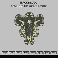 Black B Logo Embroidery File 6 sizes