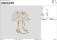 Boots Flower Embroidery File 6 sizes