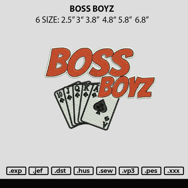 Boss B Embroidery File 6 sizes