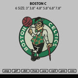 Boston C Embroidery File 6 Sizes