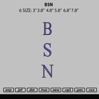 Bsn Embroidery File 6 sizes