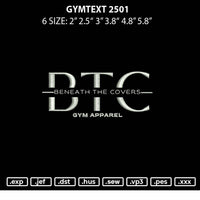 Gymtext 2501 Embroidery File 6 sizes