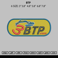 Btp Embroiery File 6 sizes