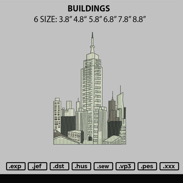 Buildings Embroidery File 6 sizes