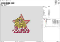 Barbie Star Embroidery File 6 sizes