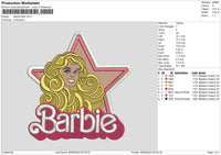 Barbie Star Embroidery File 6 sizes