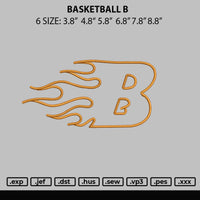 Basketball B Embroidery File 6 sizes