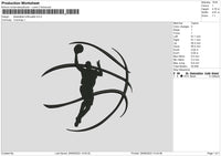 Basketball Silhouette Embroidery File 6 sizes