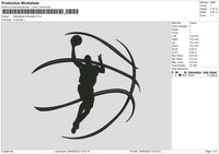 Basketball Silhouette Embroidery File 6 sizes