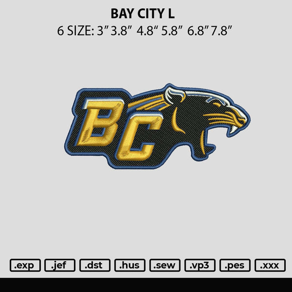 Bay City L Embroidery File 6 sizes