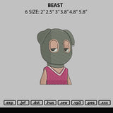 Beast Embroidery File 6 sizes