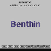 Benthin Embroidery File 6 sizes