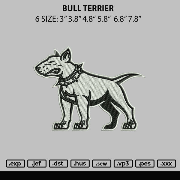 Bull Terrier Embroidery File 6 sizes