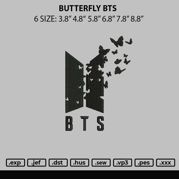 Butterfly Bts Embroidery File 6 sizes