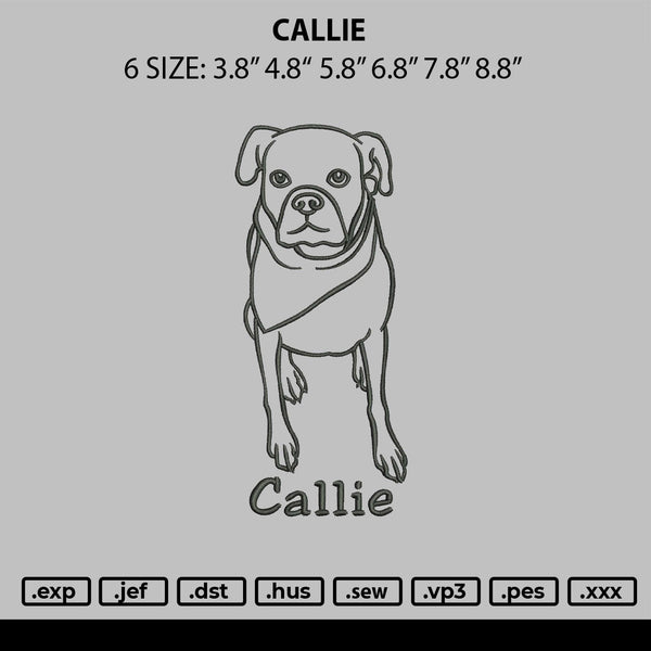 Callie Dog Embroidery File 6 sizes