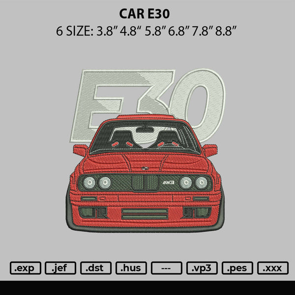 Car E30 Embroidery File 6 sizes