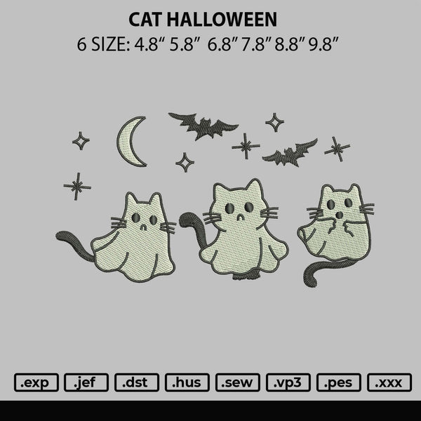 Cat Halloween Embroidery File 6 sizes