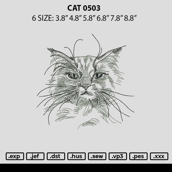 Cat 0503 Embroidery File 6 sizes