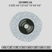 Cd Vinyl Embroidery File 6 sizes