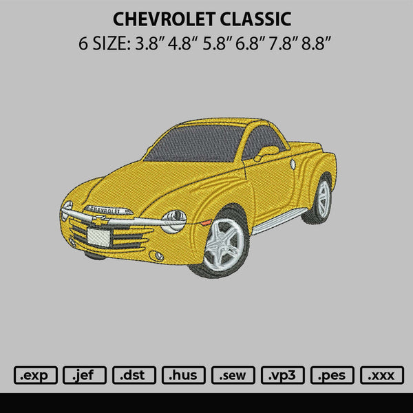 Chevrolet Classic Embroidery File 6 sizes
