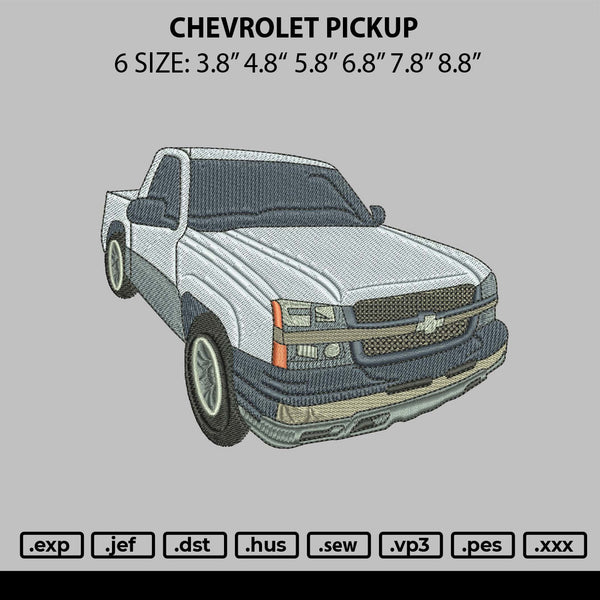 Chevrolet Pickup V2 Embroidery File 6 sizes