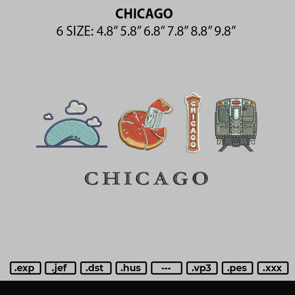 Chicago Embroidery File 6 sizes