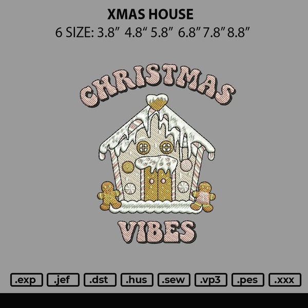 Xmas House Embroidery File 6 sizes