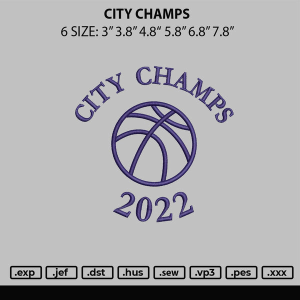 City Champs Embroidery File 6 sizes