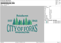 Trees City Embroidery File 6 sizes