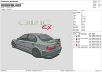 Civic Ex Embroidery File 6 sizes