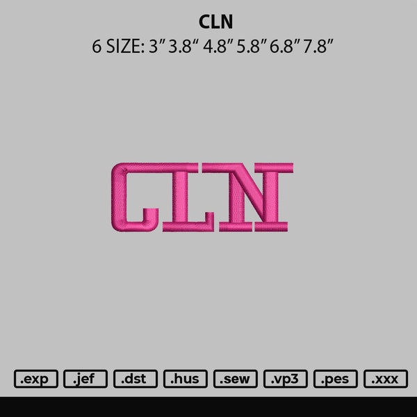 Cln Text Embroidery File 6 sizes