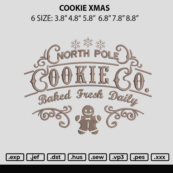 Cookie Xmas Embroidery File 6 sizes