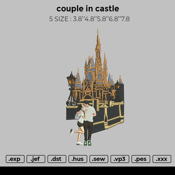 couple in castle Embroidery