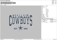 Dallas Cowboys Embroidery File 6 sizes