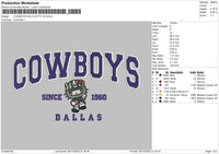 Cowboys Kitty Embroidery File 6 sizes