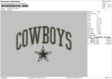 Cowboys Star Embroidery File 6 sizes