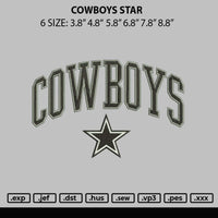 Cowboys Star Embroidery File 6 sizes