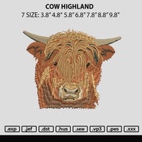 Cow Highland Embroidery File 6 sizes