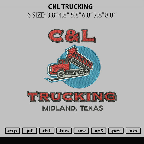 Cnl Trucking Embroidery File 6 sizes