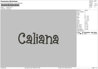 Caliana text Embroidery File 6 sizes