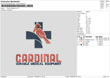 Cardinal M Embroidery File 6 sizes