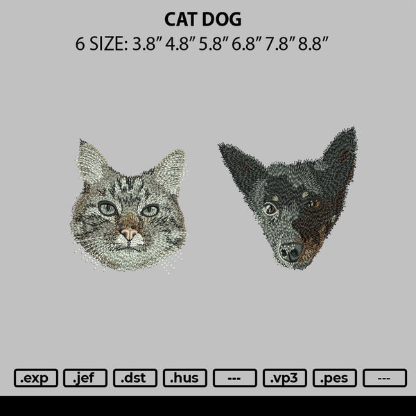 Cat Dog Embroidery File 6 sizes