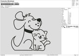 Cat Dog Line Embroidery File 6 sizes