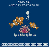 Clown Fish Embroidery File 6 sizes