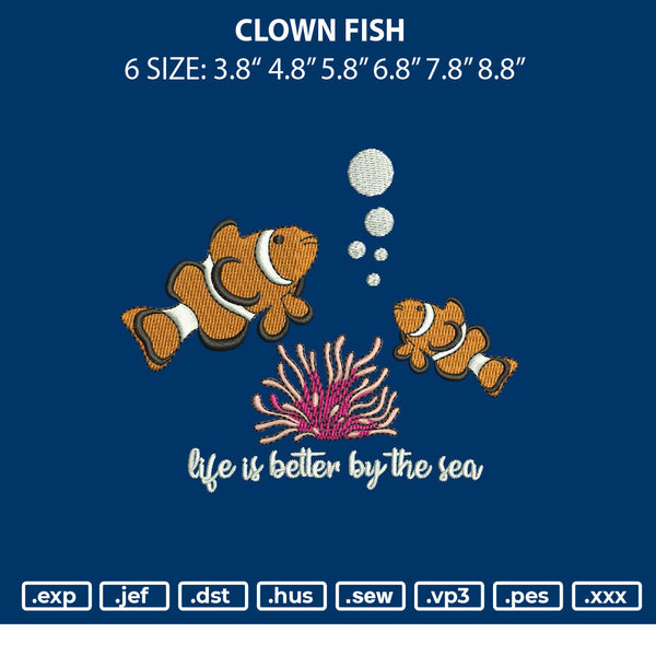 Clown Fish Embroidery File 6 sizes